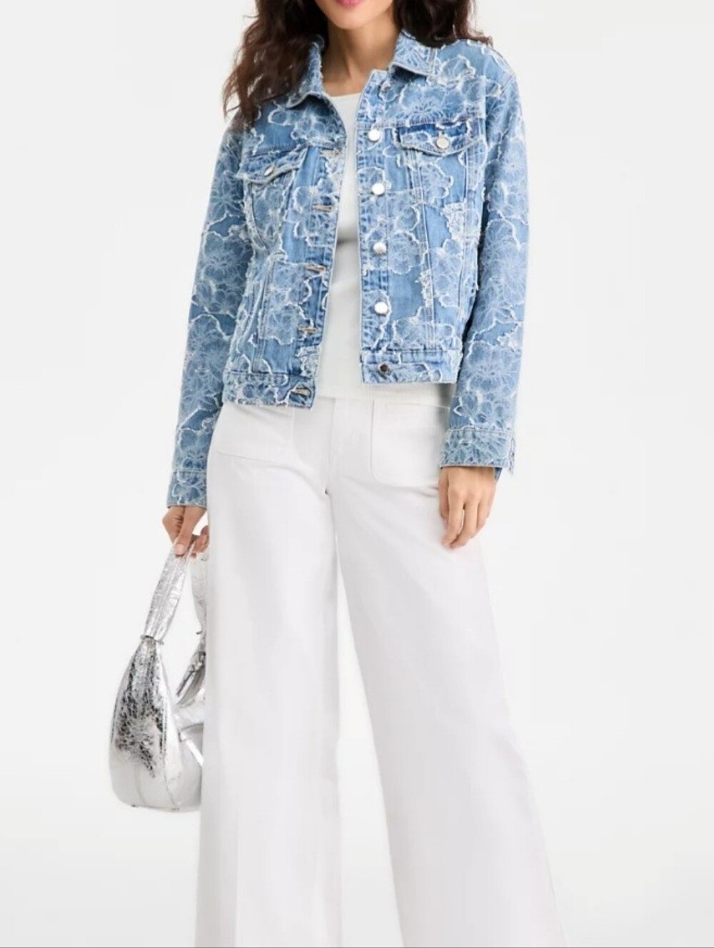 On 34th Blue Floral Print Denim Jacket